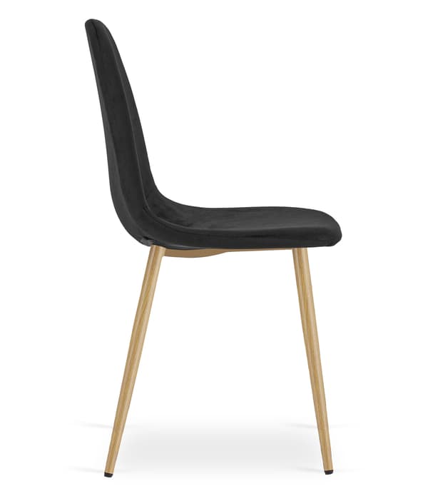 Leobert - Stol - Padva - Fløjl Sort/Egeben - 44,5X53X87 Cm
