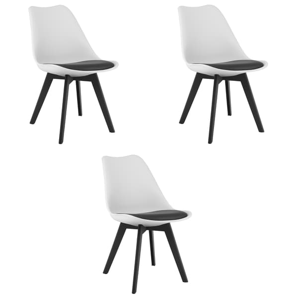 Mark Stol Vit-Svart Med Svarta Ben, 3-Pack