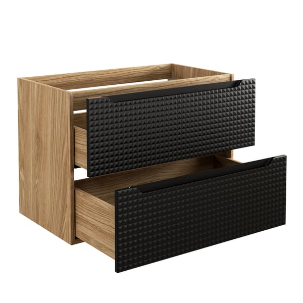 Vaskeskab 80 Cm Med 2 Skuffer - Mat Sort, Olieret Eg