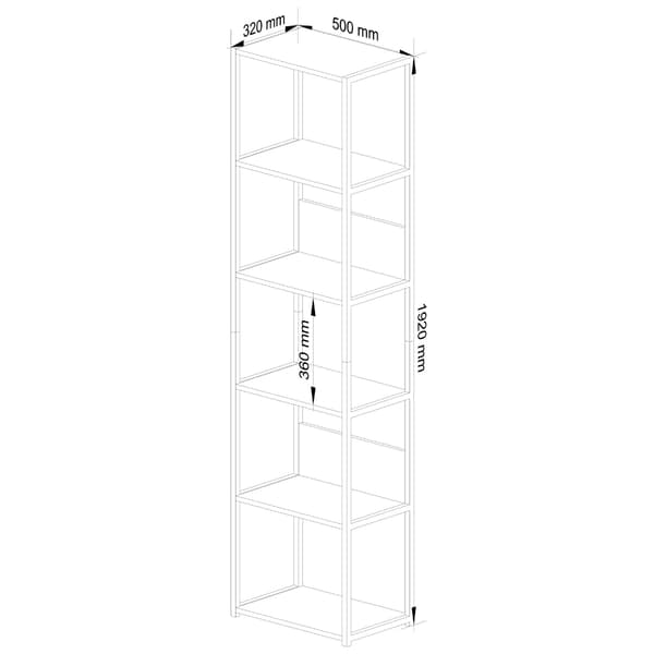 Akord Industriel Reol Sort/Sort 50x32x192