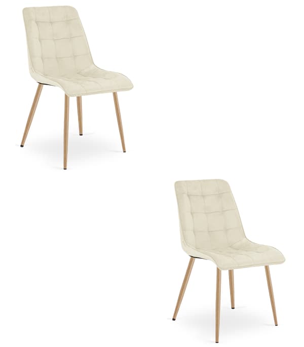 Leobert - Stol - Split - Sammet Ljusbeige/Ekben - Set Med 2