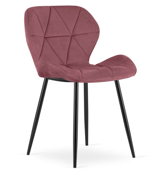 Leobert - Stol - Mango - Fløjl Mørk Rosa/Sorte Ben