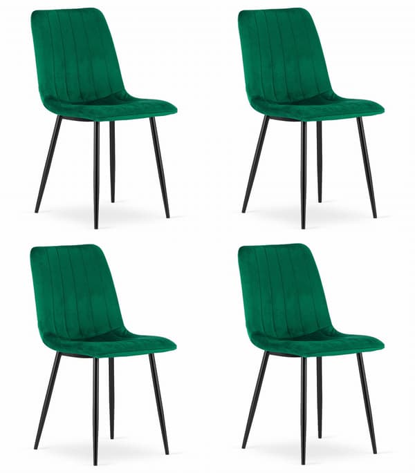 Lava Stuhl (Samt, Dunkelgrün) 4Er - Set