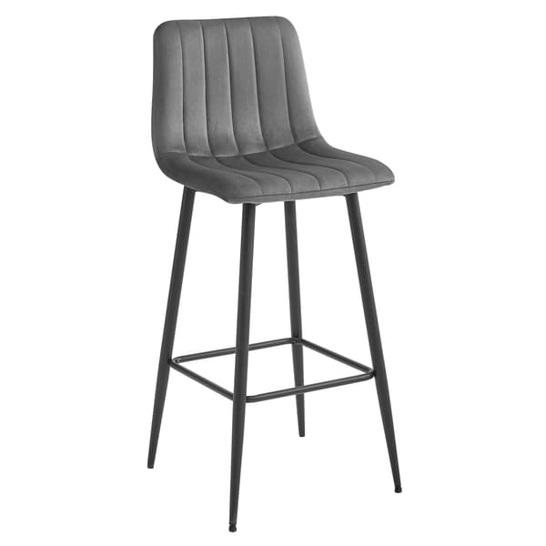 Barhocker Pozza (Dunkelgrauer Samt) Mit Schwarzen Beinen, 2Er - Set