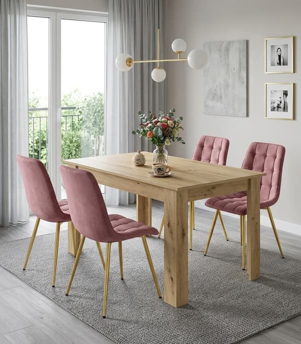 Leobert - Stol - Split - Fløjl Mørk Rosa/Gyldne Ben