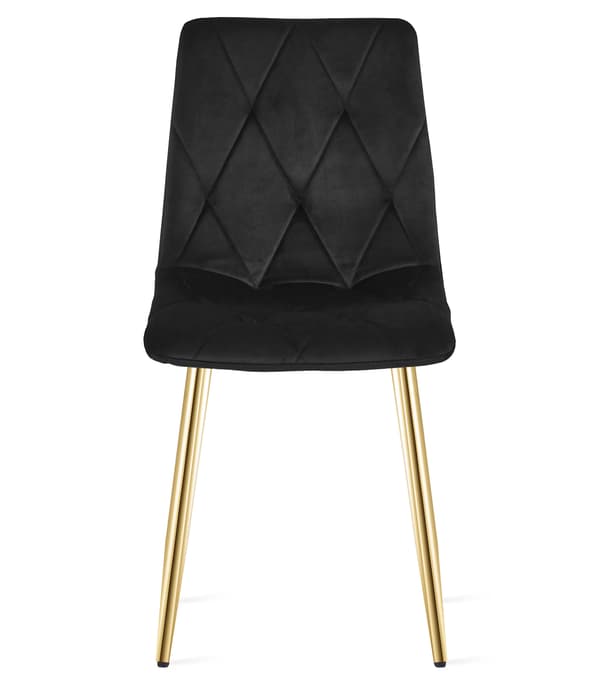 Libra Stol I Svart Sammet Med Guldben, 4-Pack