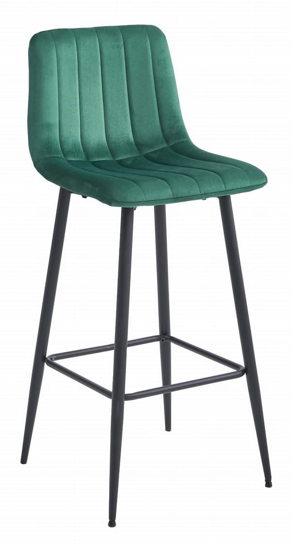 Hocker Pozza Mörkgrön Sammet, Svarta Ben (1 St)