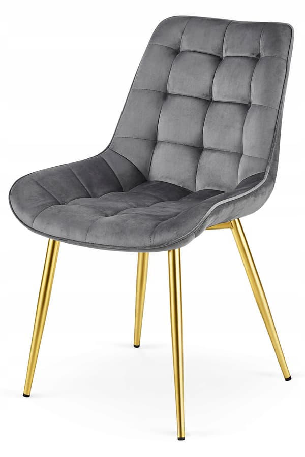Leobert - Stol - Bera - Sammet Mörkgrå/Guldfärgade Ben - 54X60X88 Cm