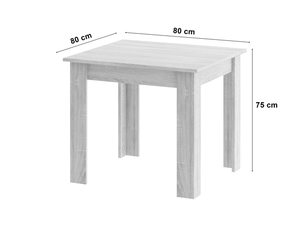 Leobert - Spisebordssæt - Mark - Sort - 80X80 Cm - 5 Dele