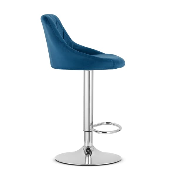 Barstol Kast, Marinblå Sammet, Kromad Bas, 85 - 85 Cm