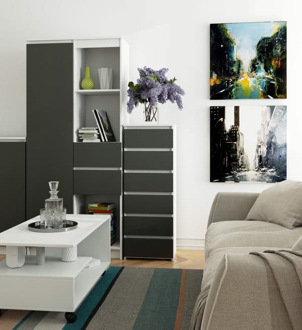 Akord Hög Byrå Vit/Grå Grafit 40X35X109