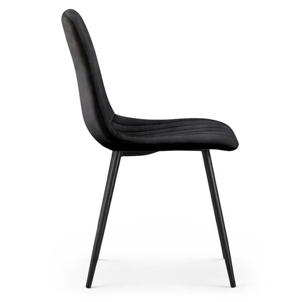 Akord Livo Quiltede Spisebordsstole I Velour, 2-Pak, Sort, Sorte Ben