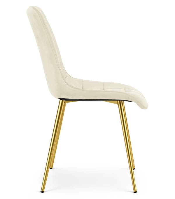 Tuoli - Leobert - Split - Sametti Vaalea Beige/Kullanväriset Jalat
