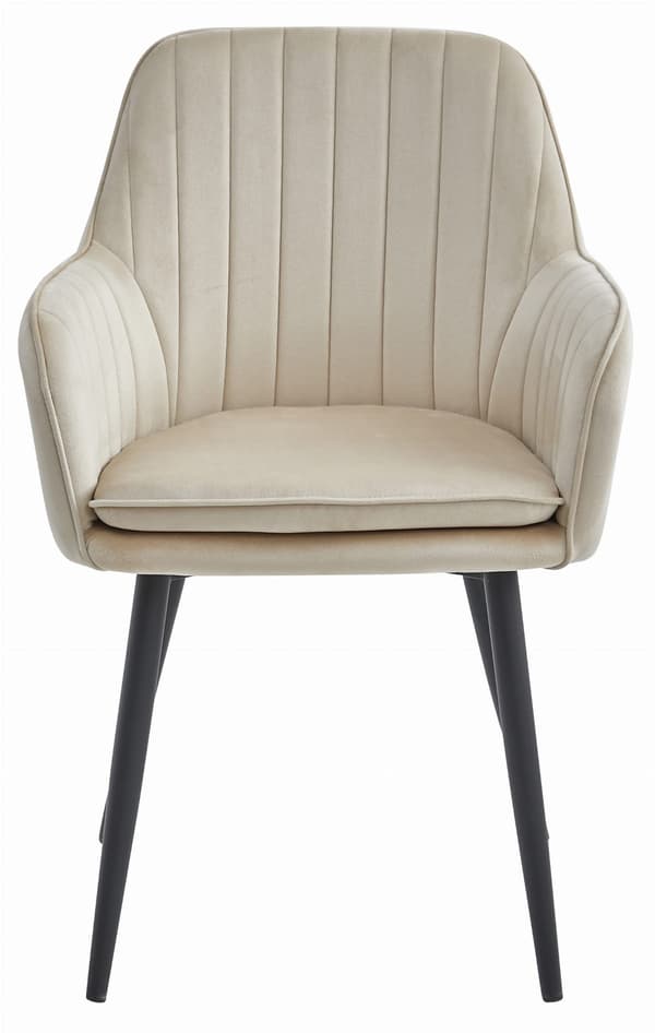 Lugo Stol I Beige Sammet Med Svarta Ben, 2-Pack