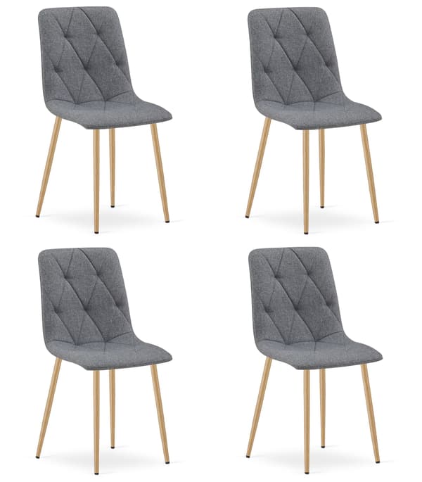 Libra Stol I Mörkgrått Tyg Med Träfärgade Ben (4-Pack)