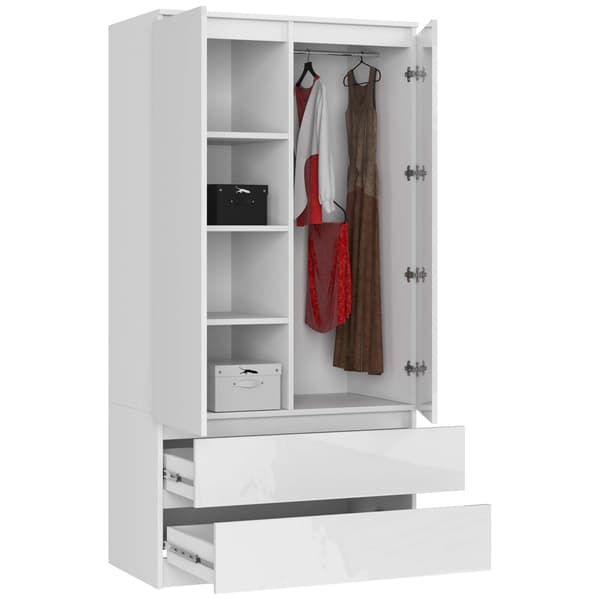 Akord Garderob Vit/Vit Högglans 90X51X180