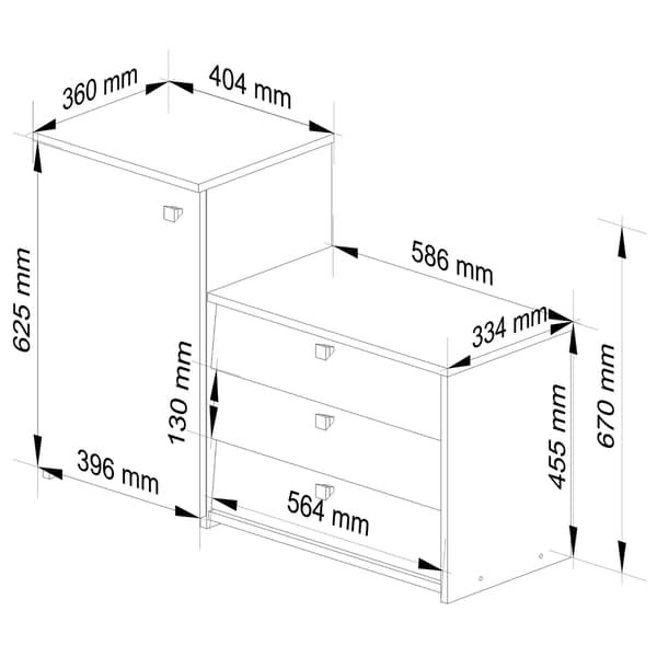 Akord Skoskab 3 klaplåger Bøg 99x33x68