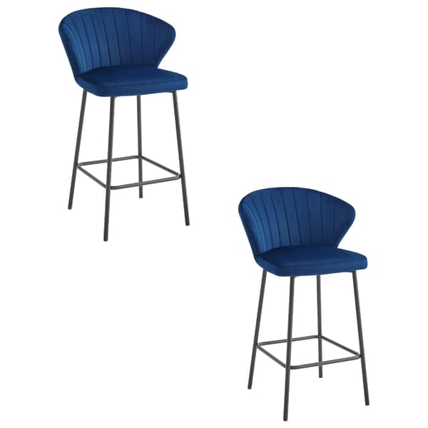 Barstol Gatta I Blå Sammet Med Svarta Ben, 2-Pack