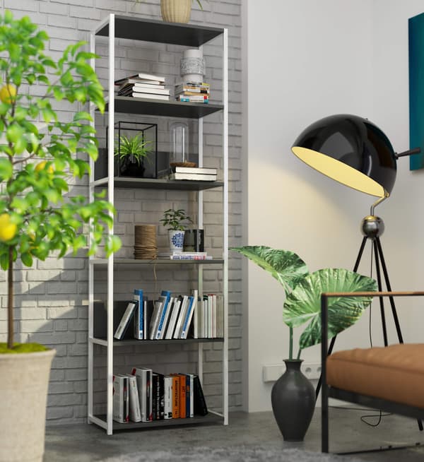 Akord Metalskænk Loft Hvid/Grå 60x32x192