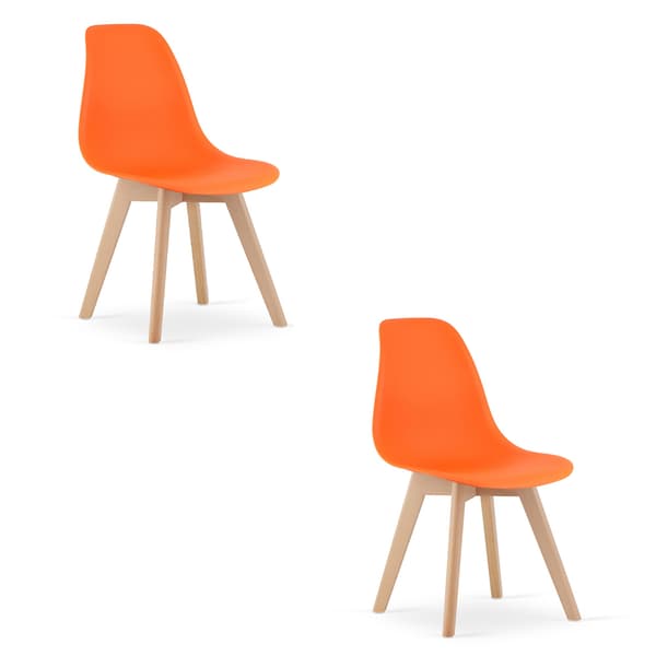 Kito Stol, Orange Med Naturfärgade Ben (2-Pack)