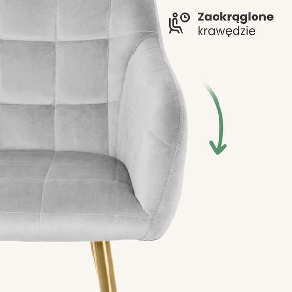 Akord 2-Pack Matstolar Luxano Med Sömmar Grå/Guld Med Guldfärgade Ben