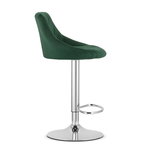 Barstol Kast, Grön Sammet, Kromad Bas, 85 - 1 Cm