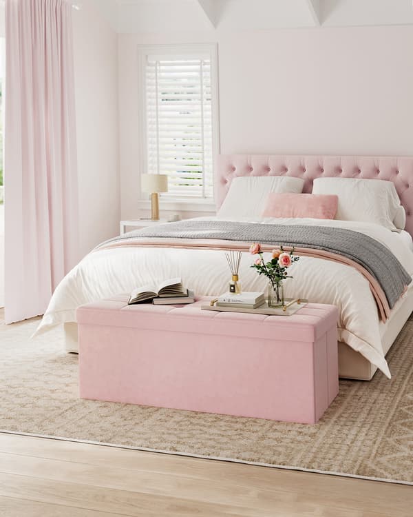 Förvaringspuff Lsf277R01, Rektangulär, Pastellrosa