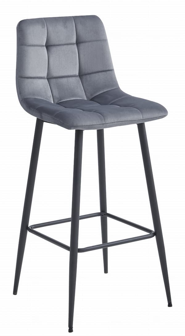 Hocker Arceto Aus Dunkelgrauem Samt Mit Schwarzen Beinen (4Er - Set)