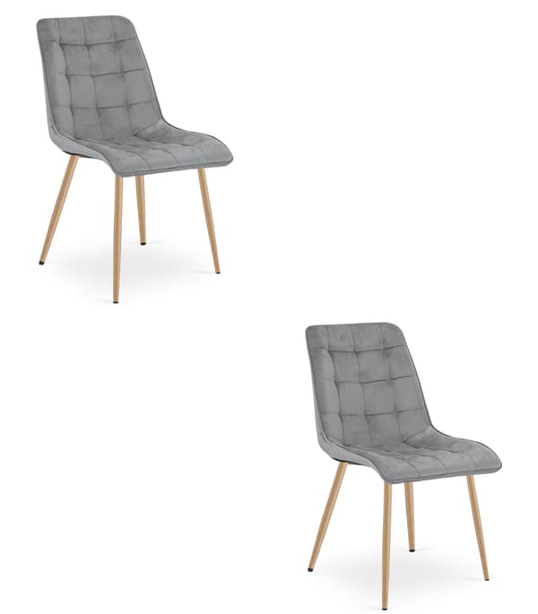 Leobert - Stol - Split - Sammet Ljusgrå/Ekben - Set Med 2