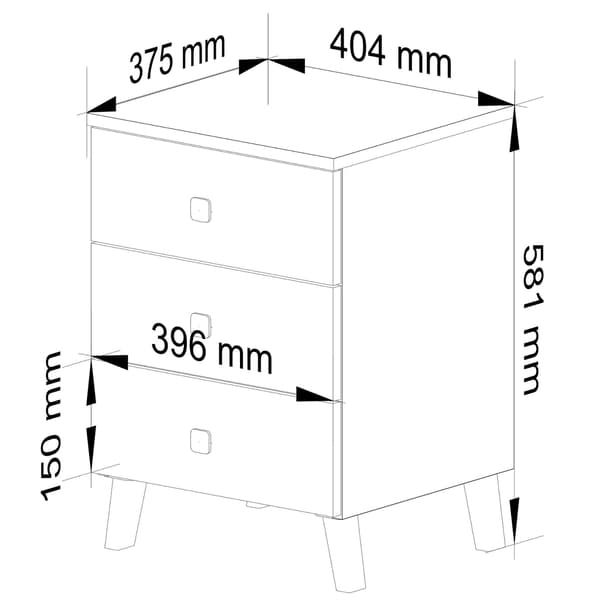 Akord Kommode Mobi Hvid/Sort 40x37x58