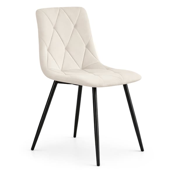 Akord Milo Quiltet Spisebordsstol I Velour, Beige, Sorte Ben