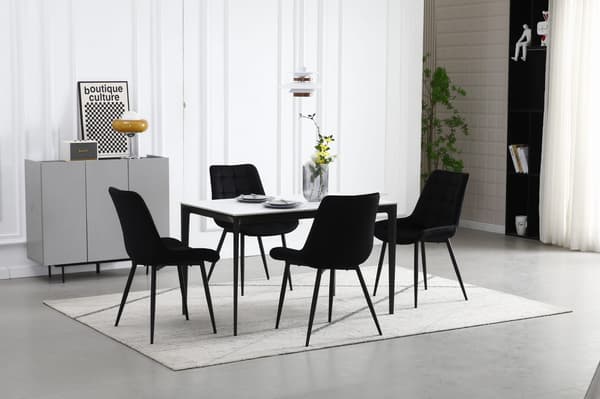 Leobert - Stol - Bera - Fløjl Sort/Sorte Ben - 54X60X88 Cm