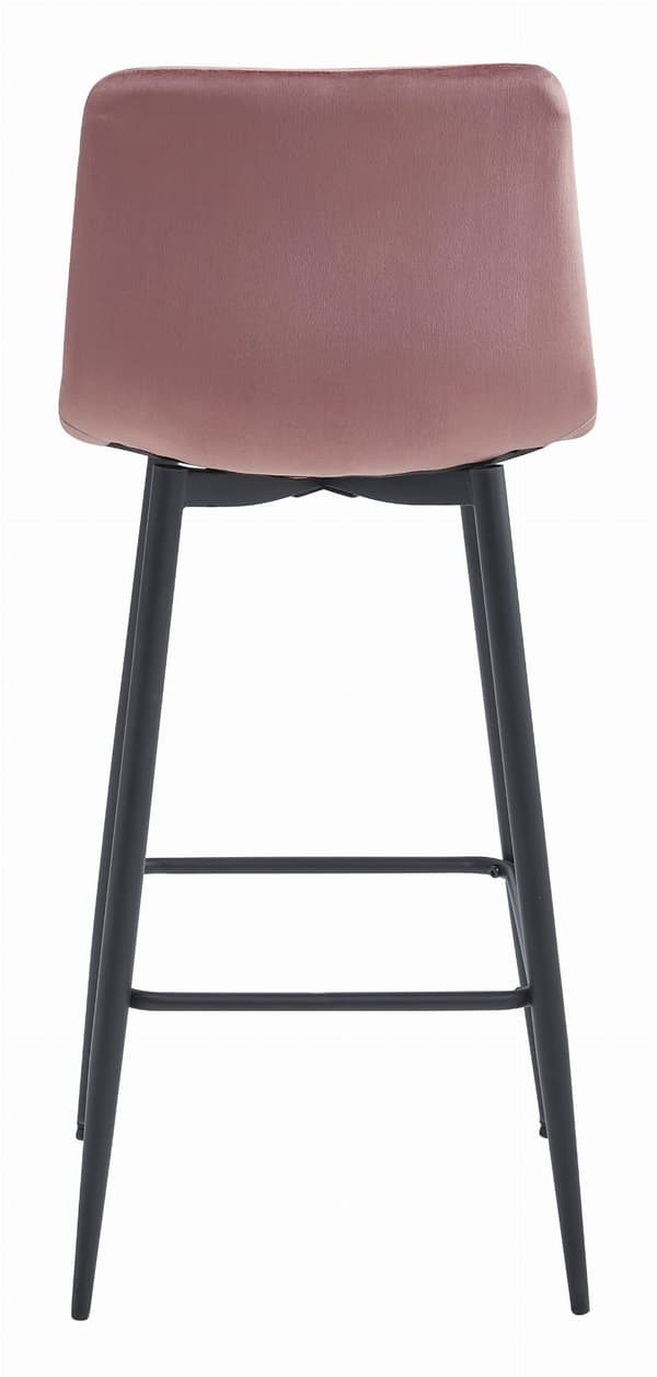 Hocker Pozza I Mörkrosa Sammet, Svarta Ben, 4-Pack