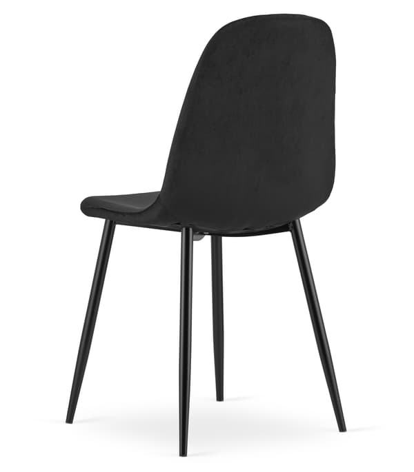 Leobert - Stol - Padva - Fløjl Sort/Sorte Ben - 44,5X53X87 Cm - Sæt Med 4