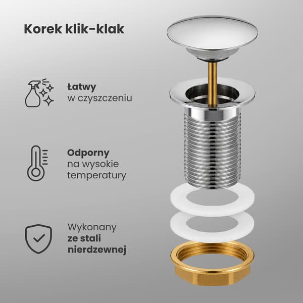 Akord Pop-Up Bottenventil Klik Klak Krom