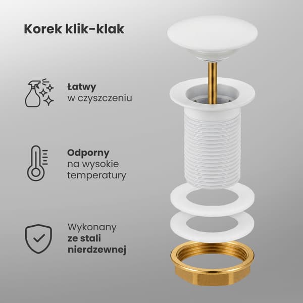 Akord Pop-Up Bottenventil Klik Klak Vit