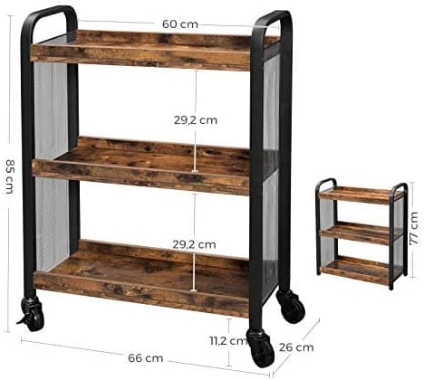 Leobert - Opbevaringsvogn - Rustik Brun/Sort - 66X26X85 Cm