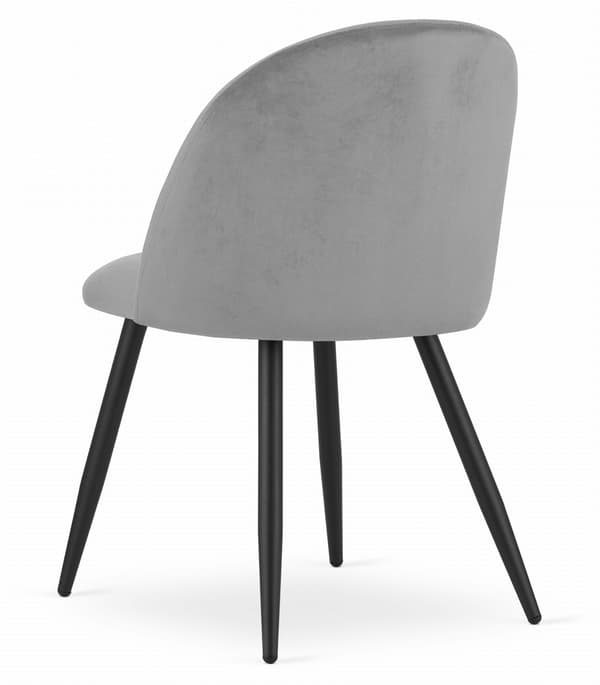 Leobert - Stol - Bello - Fløjl Lysegrå/Sorte Ben - Sæt Med 4