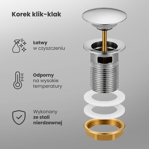 Akord Click-Clack-Bundventil Med Overløb, Krom