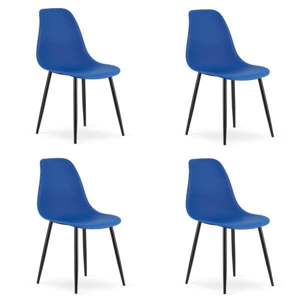 Leobert - Stol - Wat - Blå/Sorte Ben - 46X51X84 Cm - Sæt Med 4