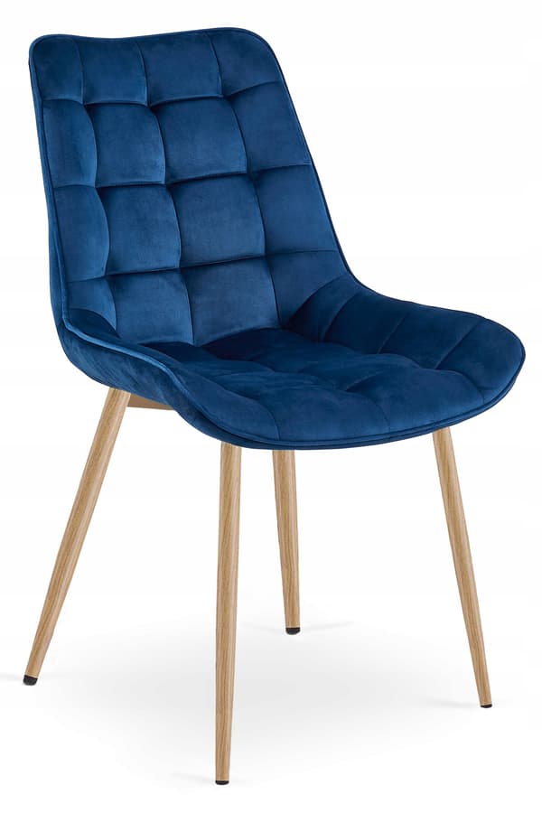 Leobert - Stol - Bera - Sammet Mörkblå/Ekben - 54X60X88 Cm