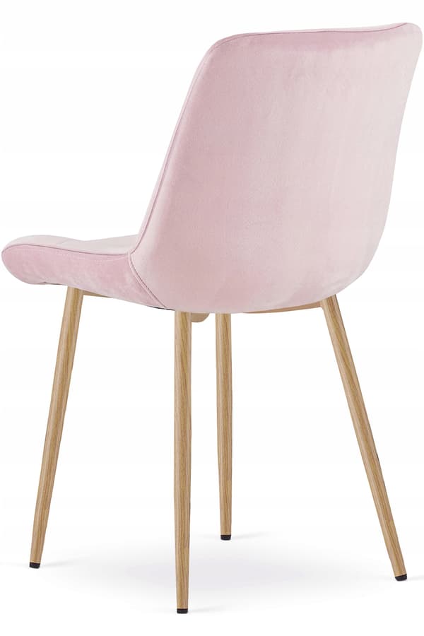 Leobert - Stol - Bera - Fløjl Lys Rosa/Egeben - 54X60X88 Cm