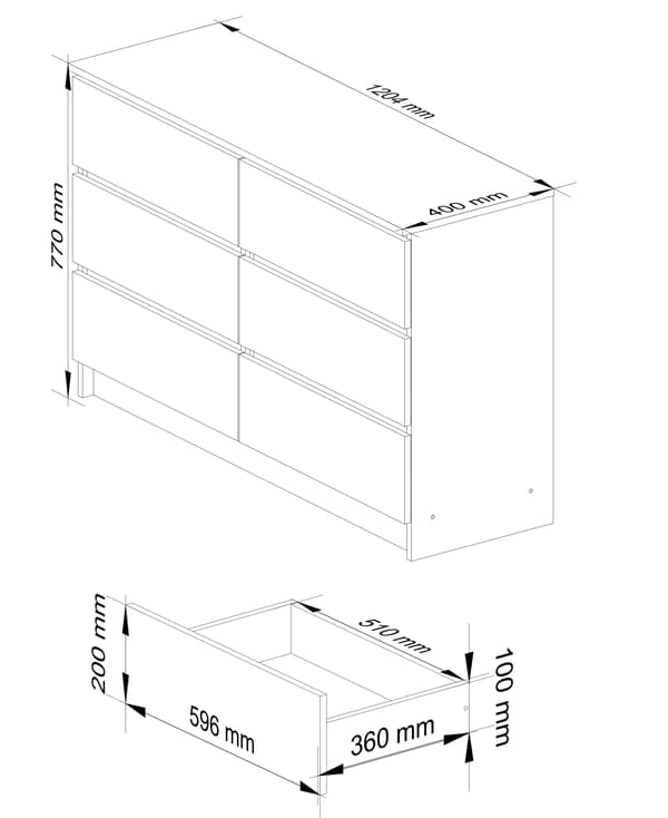 Akord kommode med 6 skuffer, sonoma-eg