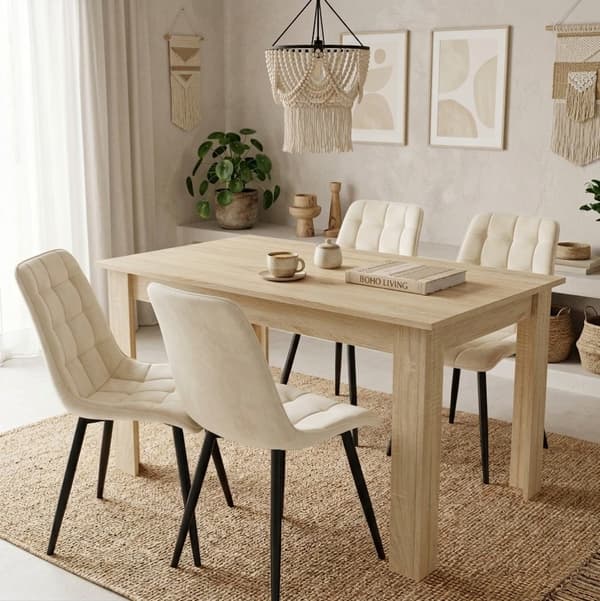 Tuoli - Leobert - Split - Sametti Vaalea Beige/Mustat Jalat