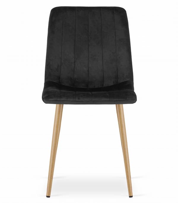 Lava-Tuoli, Musta Sametti, Puujäljitelmäjalat (3 Kpl)