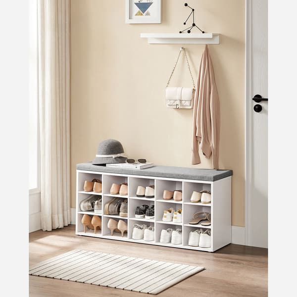 Leobert - Skobänk - Vit/Grå - 105X30X48 Cm