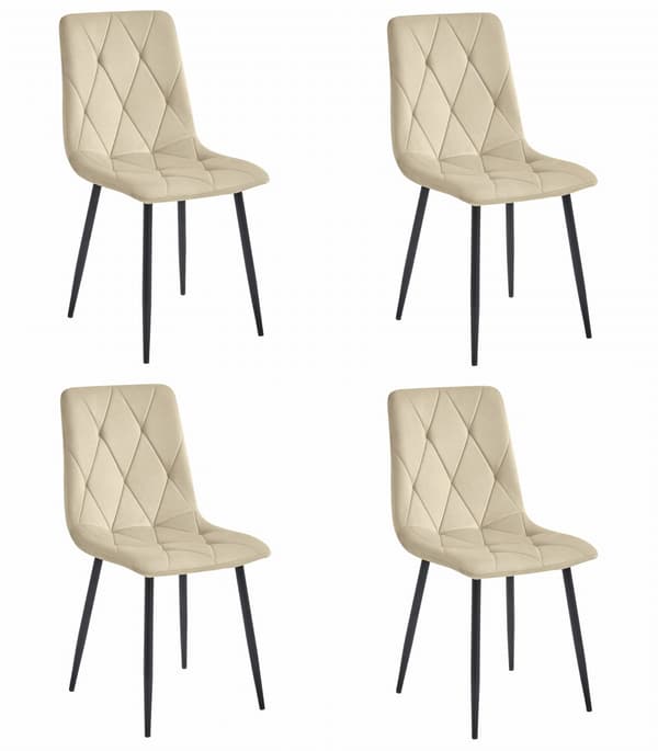 Leobert - Stol - Libra - Fløjl Lys Beige/Sorte Ben - Sæt Med 4