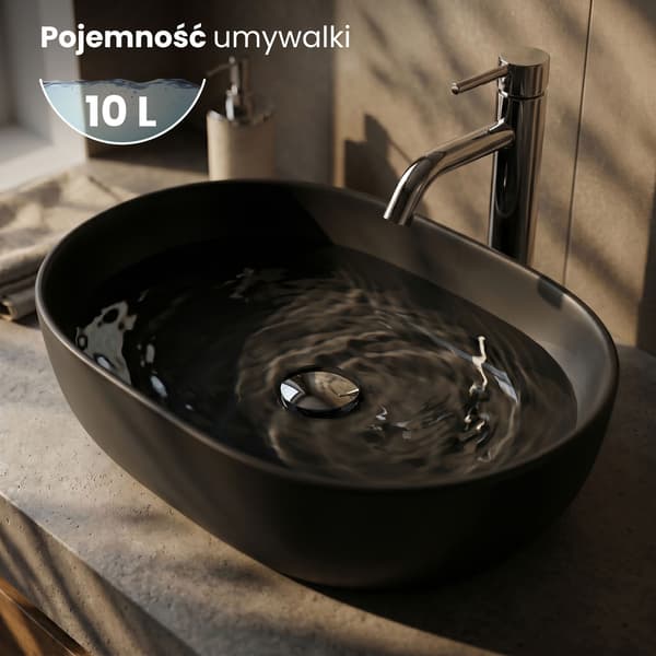 Akord Elipse Oval Bordvask, Mat Sort