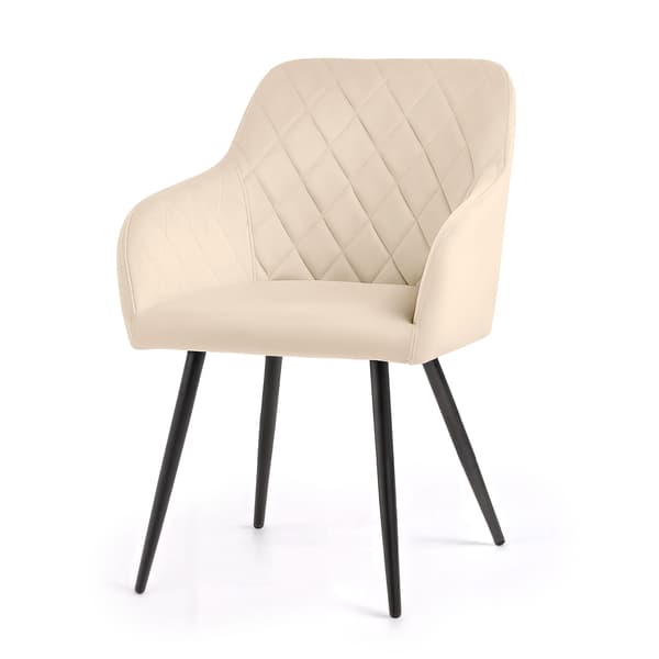 Akord Quiltede Spisebordsstole I Velour, 2-Pak, Beige, Sorte Ben