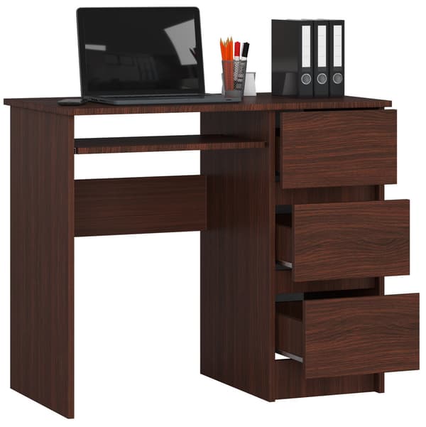 Akord Skrivebord 3 skuffer Computer Lige Wenge 90x50x77